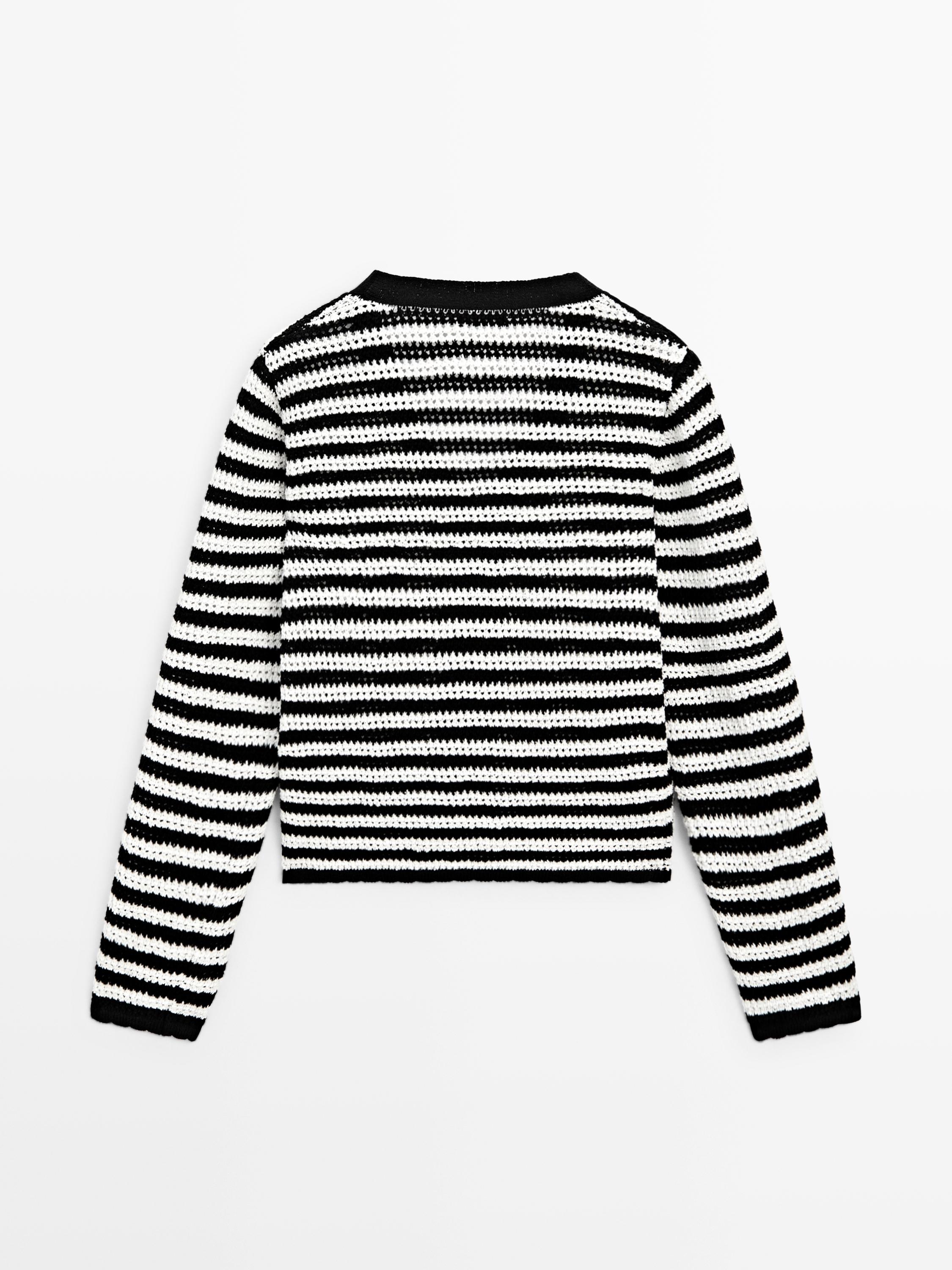Cardigan en maille à rayures
